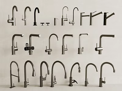 Collection of Various Modern Kitchen and Bathroom Faucet Designs in Different Styles 3d model