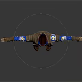 Fantasy Character In Blue Brown Mechanical Armor With Creature Inspired Design Arms Outstretched