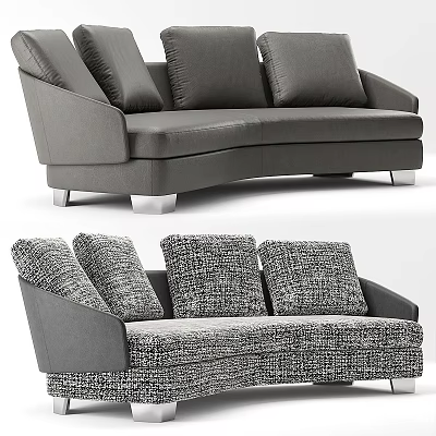 Modern Grey Two Seater Sofa With Textured Cushions And Metal Legs Design 3d model