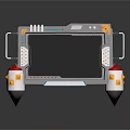 Futuristic Sci Fi Display Device With Metallic Frame Black Screen And Red Yellow Accents
