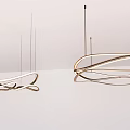 Modern Metal Curved Lines Chandelier in Interior Space With Sleek Design