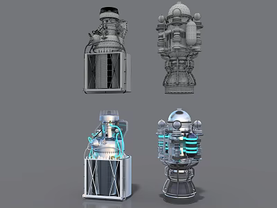 Industrial Equipment Mechanical Designs With Metal Enclosures Transparent Panels And Blue Piping 3d model