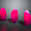 Modern Pink Polyhedral Decorative Ornament Set With Shiny Surface On Black Background