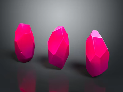 Modern Pink Polyhedral Decorative Ornament Set With Shiny Surface On Black Background 3d model
