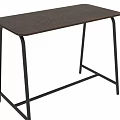 Minimalist Functional Desk With Black Metal Legs And Brown Wooden Tabletop Design