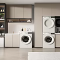 Modern Bathroom Cabinet Rack With Washing Machine Dryer And Storage Cabinets