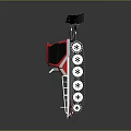 Space Exploration Module with Red Silver Structure and Solar Panels Design