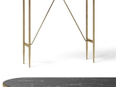 Modern Console Table With Gold Metal Frame And Black Marble Top 3d model