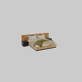Elegant Vintage Patterned Upholstered Double Bed With Matching Side Nightstands For Cozy Modern Bedroom Decoration