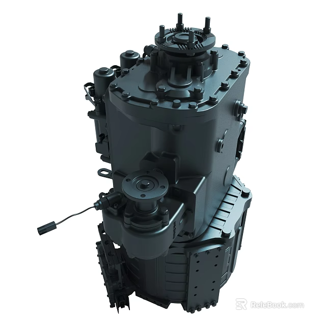 Industrial Mechanical Gear Component With Metal Housing And Bolt Details 3d model 