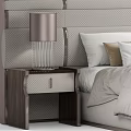 Modern Double Bed With Upholstered Headboard Light Gray Bedding And Nightstands 3d model