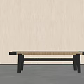 Modern Poliform Stool With Woven Seat And Black Legs In Minimalist Space