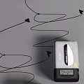 Sony Walkman Portable Audio Player With Coiled Headphone Wires And Directional Arrows