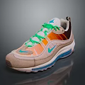 Nike Air Max Sneakers With Beige Orange Blue Upper Green Laces And Air Cushion Sole