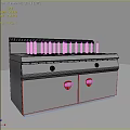 Stainless Steel Commercial Kitchen Cooking Equipment with Multiple Burners and Double Cabinet Doors Below