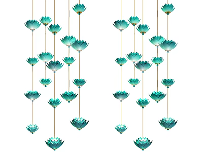New Chinese Chandelier Lotus Decorative Chandelier 3d model