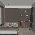 Modern Tatami Bedroom Interior Design With Window Blinds Wooden Cabinets And Desk Chair