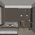 Modern Italian Tatami Bedroom Modern Tatami Tatami Bedroom Desk Bed Carpet 3d model