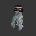 Fashionable Black Beanie With NMIXX Lettering And Long Silver White Curly Hair