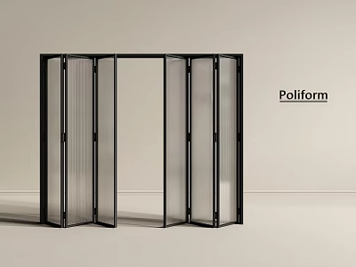 Modern Poliform Folding Door With Black Frame And Clear Glass Panels 3d model