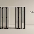 Modern Poliform Folding Door With Black Frame And Clear Glass Panels