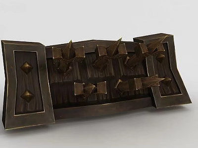 Tech Exhibition Hall Displaying Modern Metal Artifact With Geometric And Spiked Design Elements 3d model