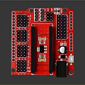 Red Computer Interface Circuit Board With Multiple Pins And Electronic Connector Components 3d model