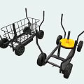 Fitness Sports Equipment Featuring Metal Frame Cart And Yellow Training Disc With Wheels