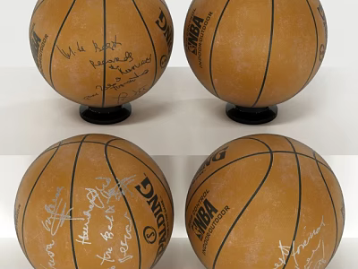 Autographed NBA Basketballs on Black Bases as Sports Equipment 3d model