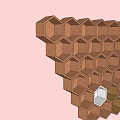 Symmetrical Honeycomb Decorative Cabinet With Hexagonal Structure Brown Tones In Light Pink Background