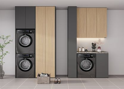 Modern Washing Machine Cabinet Balcony Cabinet Washing Machine Cabinet 3d model