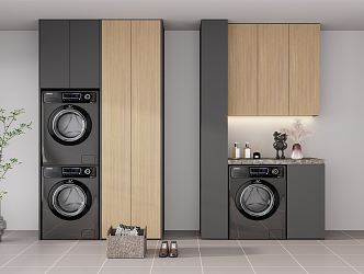 Modern Washing Machine Cabinet Balcony Cabinet Washing Machine Cabinet 3d model