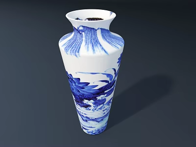 Blue And White Ceramic Vase With Intricate Dragon Pattern Design 3d model