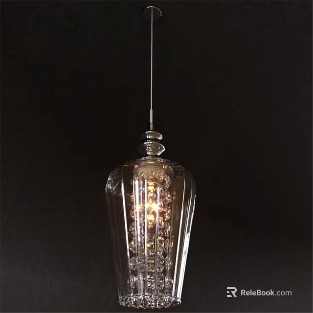 Elegant Modern Glass Chandelier with Transparent Design and Crystal Lighting 3d model 