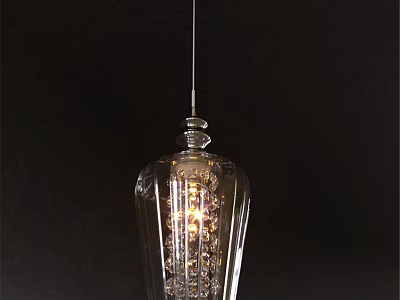 Elegant Modern Glass Chandelier with Transparent Design and Crystal Lighting 3d model