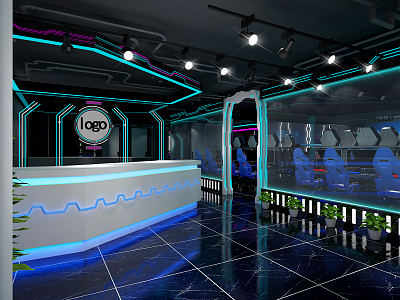 Modern Internet Cafes 3d model