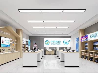 Modern Digital Store with 5G Devices Display Counters and Electronics Shelves 3d model