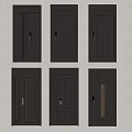 Dark Interior Doors With Various Panel Designs And Handle Styles For Home 3d model
