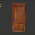 Solid Wood Brown Swing Door Featuring Natural Wood Grain and Golden Handle