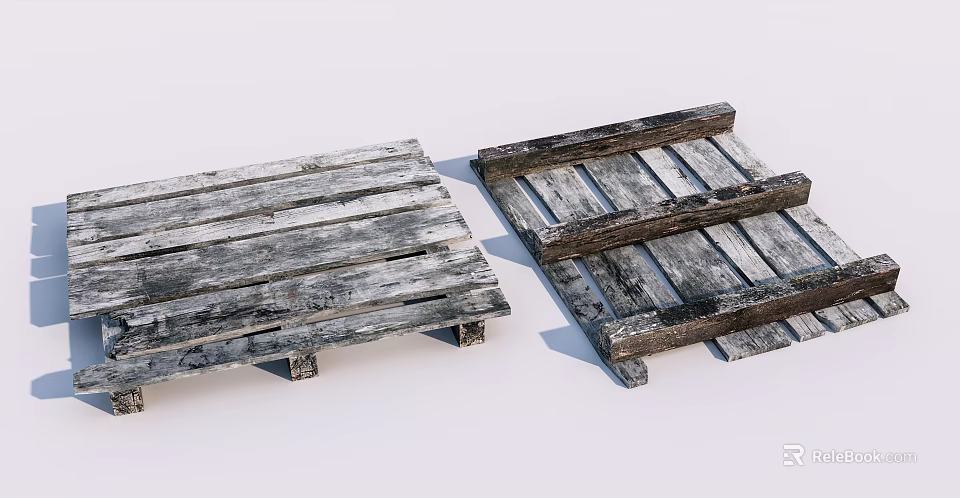 Stone Wood Vintage Rustic Wooden Pallets With Old Textured Planks For Decorative Use 3d model 