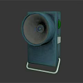 Blue Casing Device With Circular Transparent Section Green Adjustment Knob And White Metal Stand