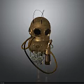 Vintage Copper Diving Helmet Retro Fashion Clothing Accessory With Glass Visor