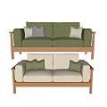 Nordic double sofa leisure sofa 3d model