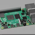 Raspberry Pi Development Board With Green Circuit Board Chips Ports And Pins 3d model