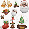 Christmas Ornament Decor Set with Santa Tree Gift Sock Carousel Candle