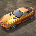 Shiny Golden Sports Car With Sleek Aerodynamic Design On Dirt Ground
