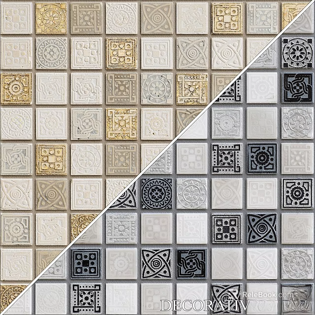 Decorative Ceramic Tiles Featuring Various Intricate Patterns And Color Variations For Interior Design 3d model