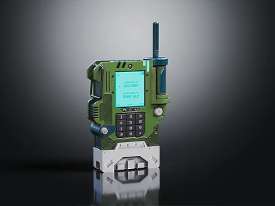 Green Industrial Communication Device With Antenna Keypad And System Locked 3d model