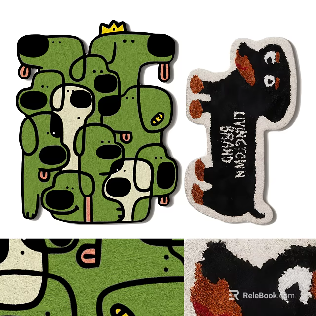 Decorative Shaped Carpets Featuring Cartoon Dog Patterns And Dachshund Design 3d model 