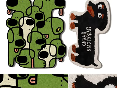 Decorative Shaped Carpets Featuring Cartoon Dog Patterns And Dachshund Design 3d model